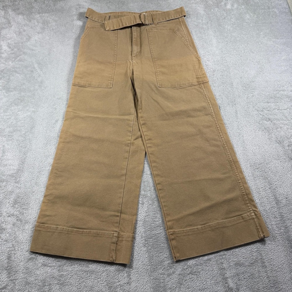 Madewell Pants Womens 28 Brown High Rise Utility Crop Wide Leg Belted Twill